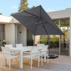 ACAZA Kantelbare Zweefparasol 250x250 cm, Vierkant Zeil - Donker Grijs New