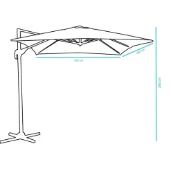 ACAZA Kantelbare Zweefparasol 250x250 cm, Vierkant Zeil - Donker Grijs New