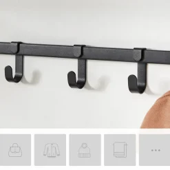 Merkloos Kapstok met Plank - Hangende Wandkapstok - 66cm - Zwart New