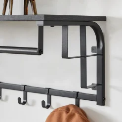 Merkloos Kapstok met Plank - Hangende Wandkapstok - 66cm - Zwart New