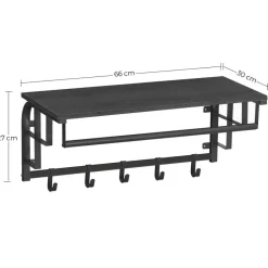 Merkloos Kapstok met Plank - Hangende Wandkapstok - 66cm - Zwart New