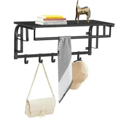 Merkloos Kapstok met Plank - Hangende Wandkapstok - 66cm - Zwart New