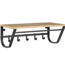 Merkloos Kapstok voor de Muur - Wandkapstok met Haken in Lichte Eik Kleur - 60 cm Lang New