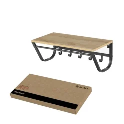 Merkloos Kapstok voor de Muur - Wandkapstok met Haken in Lichte Eik Kleur - 60 cm Lang New