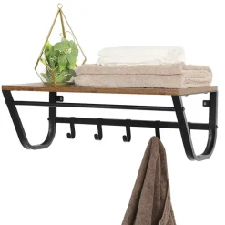 Merkloos Kapstok voor de Muur of Wand - Rustiek Bruin - Vintage Discount