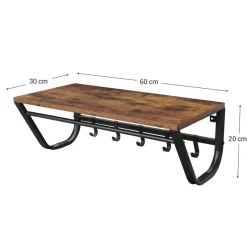 Merkloos Kapstok voor de Muur of Wand - Rustiek Bruin - Vintage Discount