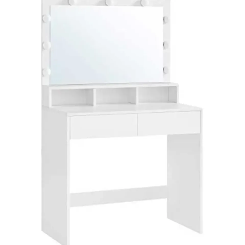 Vasagle Kaptafel met 9 LED lampen, spiegel, 2 laden, 3 open vakken