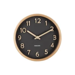 Karlsson - Tafelklok Pure Wood Grain - Zwart Best