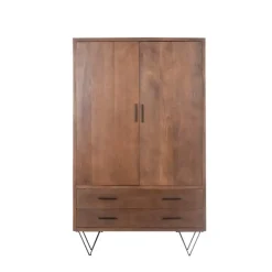 Giga Meubel Kast Donkerbruin Mangohout - 110x40x180 - Metaal - Ubud Discount