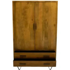 Giga Meubel Kast Donkerbruin Mangohout - 110x40x180 - Metaal - Ubud Discount