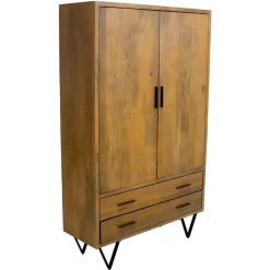 Giga Meubel Kast Donkerbruin Mangohout - 110x40x180 - Metaal - Ubud Discount