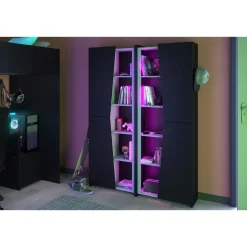 Leen Bakker Kast Levi - zwart - 181x67x28 cm Hot