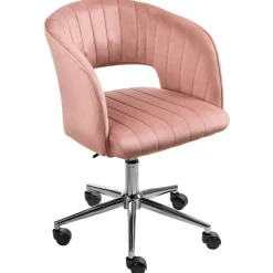 Leen Bakker KATONAH - Bureaustoel - Roze - Fluweel Outlet