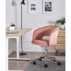 Leen Bakker KATONAH - Bureaustoel - Roze - Fluweel Outlet