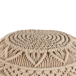 Beliani KAYSERI - Poef - Beige - 40 cm - Katoen Best