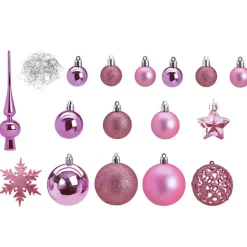 Merkloos Kerstballen - 110x stuks - met piek - roze - kunststof - 3-6 cm Sale