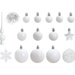 Merkloos Kerstballen - 110x stuks - met piek - wit - kunststof - 3-6 cm Sale