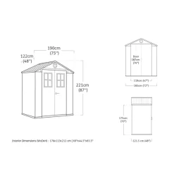 Keter Darwin 64 Tuinhuis - dubbele deuren + ramen - 190x122x221 - Groen Outlet