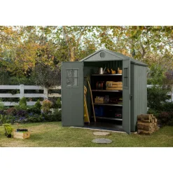 Keter Darwin 64 Tuinhuis - dubbele deuren + ramen - 190x122x221 - Groen Outlet