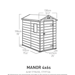 Keter Manor 46 Tuinhuis - 130x192x198 cm - Antraciet Clearance