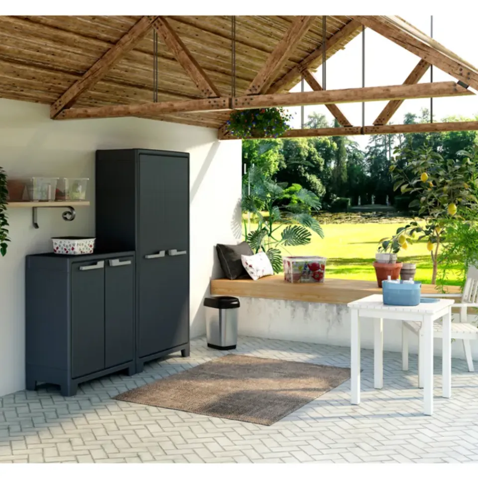 Keter Moby lage kast - 2 planken - 80x44x100 cm - Antraciet New