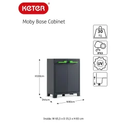 Keter Moby lage kast - 2 planken - 80x44x100 cm - Antraciet New