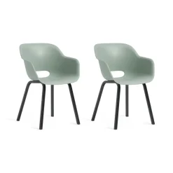 Keter Noa Tuinstoel - 2 stuks - 55x56.5x80cm - metalen onderstel - Vintage green Online