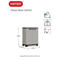 Keter Planet Lage Kast - 1 plank - 68x39x90cm - Grijs/Zwart