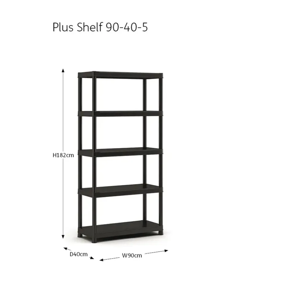 Keter Plus Shelf 90/5 - 5 Planken - 90x40x182cm - Zwart New