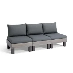 Keter Signature Elements 3-zits Loungebank - met groene kussens - Cappuccino Clearance