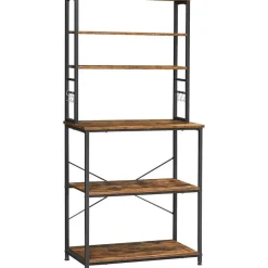 Vasagle Keukenkast - Keukenrek staand - Industrieel - Bruin - Zwart - 80 x 40 x 167 cm Online