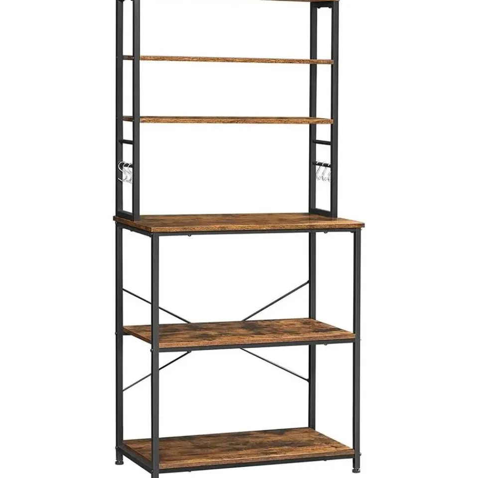 Vasagle Keukenkast - Keukenrek staand - Industrieel - Bruin - Zwart - 80 x 40 x 167 cm Online