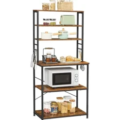 Vasagle Keukenkast - Keukenrek staand - Industrieel - Bruin - Zwart - 80 x 40 x 167 cm Online