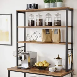 Vasagle Keukenkast - Keukenrek staand - Industrieel - Bruin - Zwart - 80 x 40 x 167 cm Online