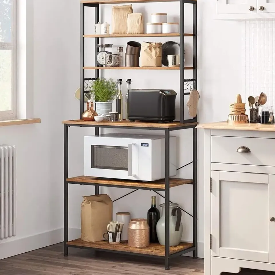 Vasagle Keukenkast - Keukenrek staand - Industrieel - Bruin - Zwart - 80 x 40 x 167 cm Online
