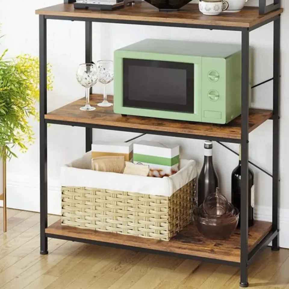 Vasagle Keukenkast - Keukenrek staand - Industrieel - Bruin - Zwart - 80 x 40 x 167 cm Online