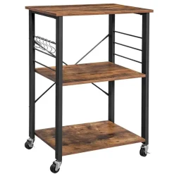 Merkloos Keukentrolley - 3 niveaus - 6 haken - 60x89x40 cm - vintage bruin Hot