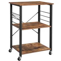 Merkloos Keukentrolley - 3 niveaus - 6 haken - 60x89x40 cm - vintage bruin Hot