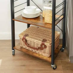 Merkloos Keukentrolley - 3 niveaus - 6 haken - 60x89x40 cm - vintage bruin Hot