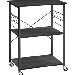 Merkloos Keukentrolley - Serveerwagen - Keukentrolley op Wieltjes - 89 x 60 x 40 - Zwart Outlet