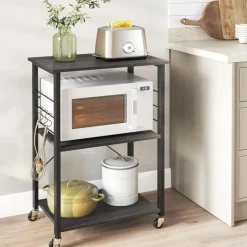 Merkloos Keukentrolley - Serveerwagen - Keukentrolley op Wieltjes - 89 x 60 x 40 - Zwart Outlet