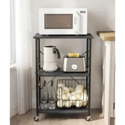 Merkloos Keukentrolley - Serveerwagen - Keukentrolley op Wieltjes - 89 x 60 x 40 - Zwart Outlet