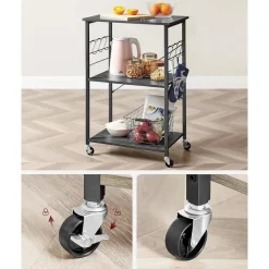 Merkloos Keukentrolley - Serveerwagen - Keukentrolley op Wieltjes - 89 x 60 x 40 - Zwart Outlet