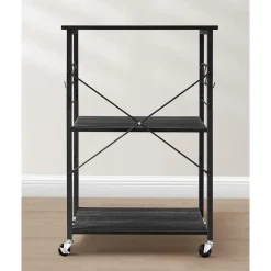 Merkloos Keukentrolley - Serveerwagen - Keukentrolley op Wieltjes - 89 x 60 x 40 - Zwart Outlet