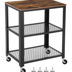 Vasagle Keukentrolley Bill 2 legplanken - rustiek bruin/zwart Clearance