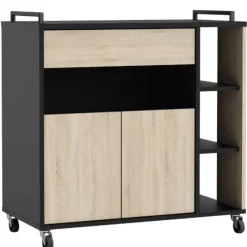 CBA Keukentrolley Inès-ruwe eik/zwart Clearance