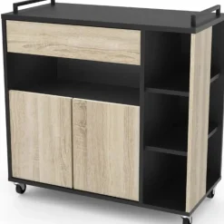 CBA Keukentrolley Inès-ruwe eik/zwart Clearance