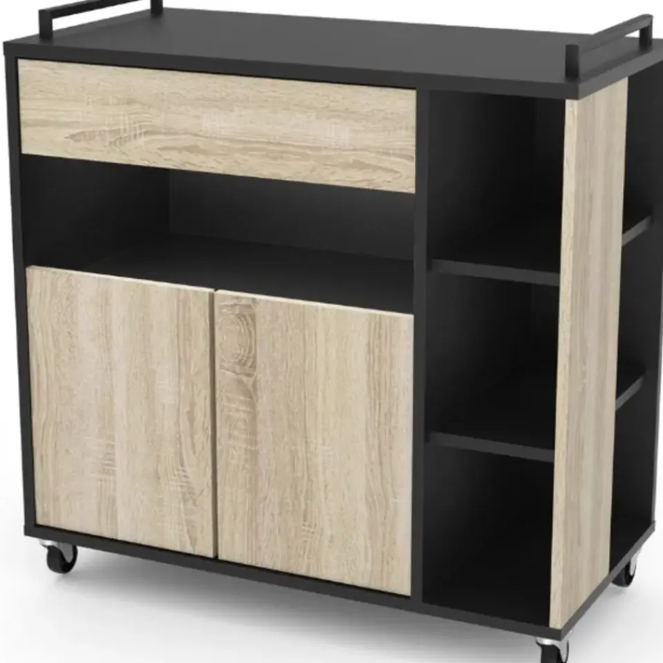 CBA Keukentrolley Inès-ruwe eik/zwart Clearance