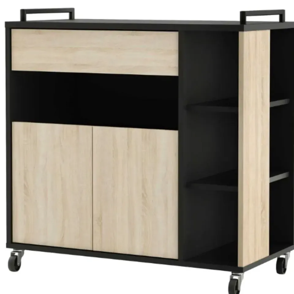 CBA Keukentrolley Inès-ruwe eik/zwart Clearance