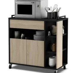 CBA Keukentrolley Inès-ruwe eik/zwart Clearance